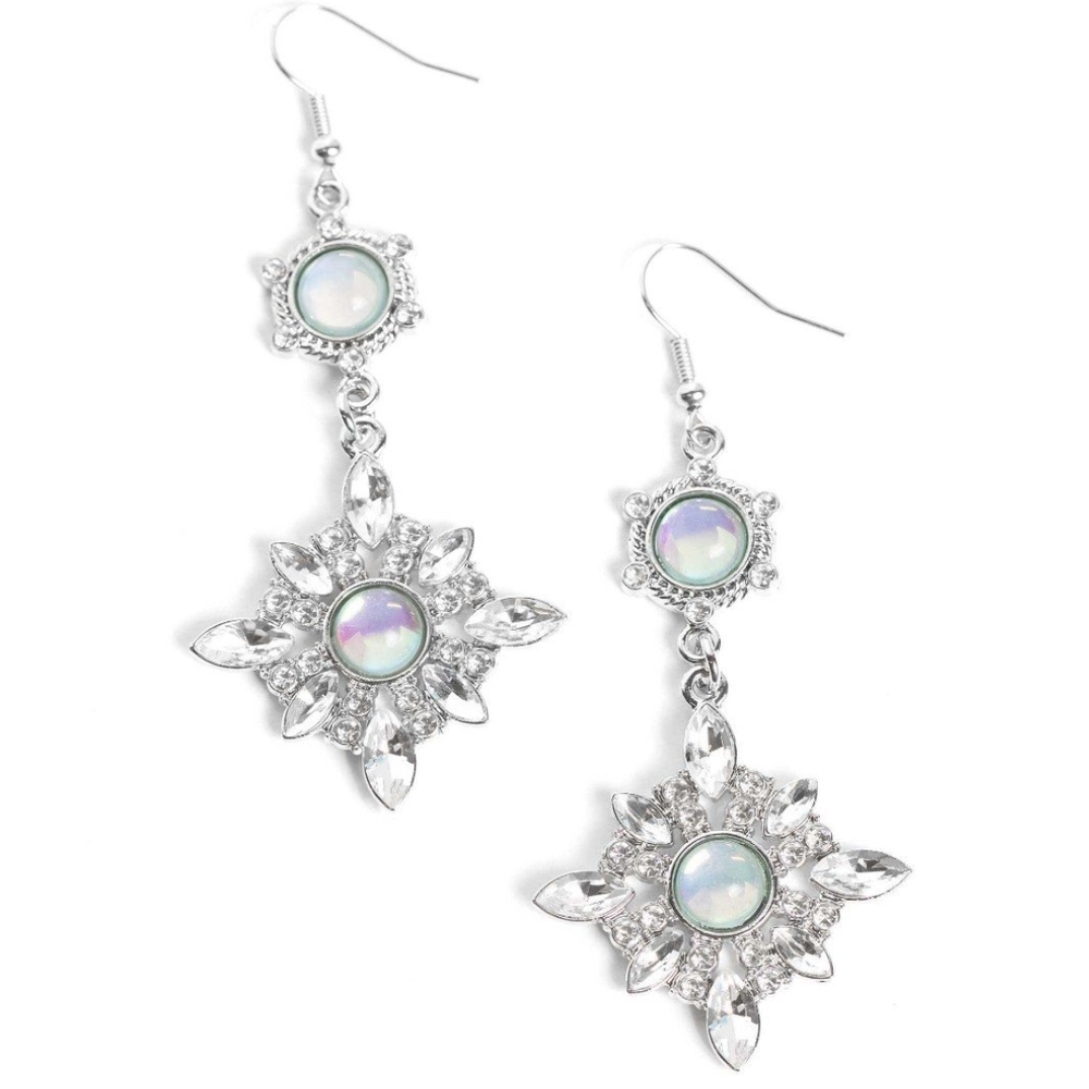 Paparazzi Silver Starburst Earrings with Iridescent Center Summer DAZE Jewelry